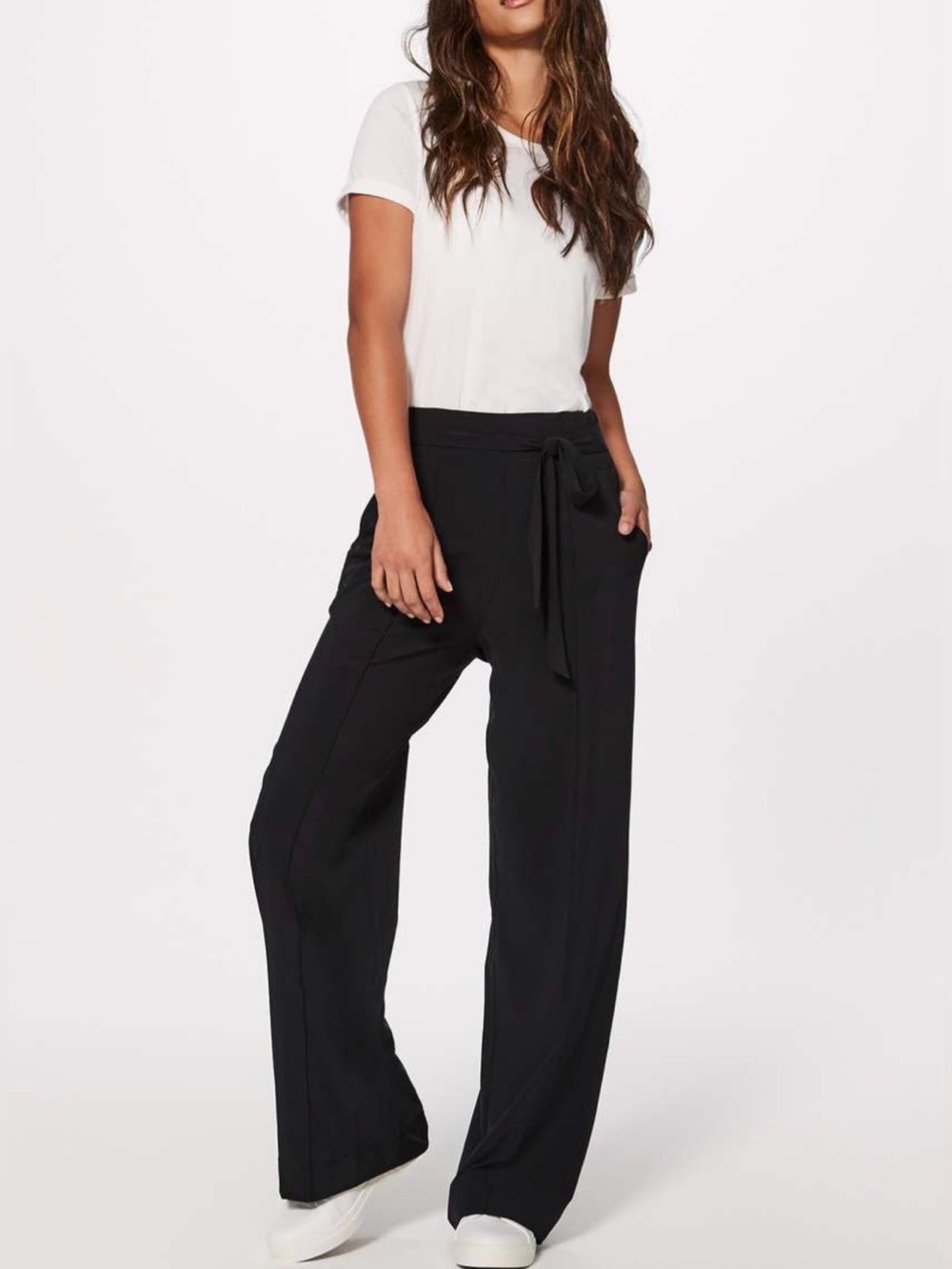 Lululemon Noir Pant Black Size 6 Wide Leg Paperbag High Rise Tie Waist Trousers
